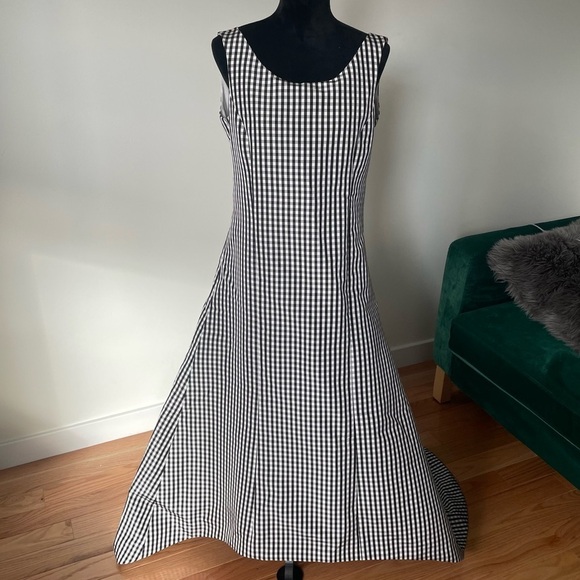 Lee Anderson Couture Vintage Black White Check Print Sleeveless Crinoline Gown 8
